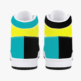 High-Top Leather Sneakers - Teal / Yellow