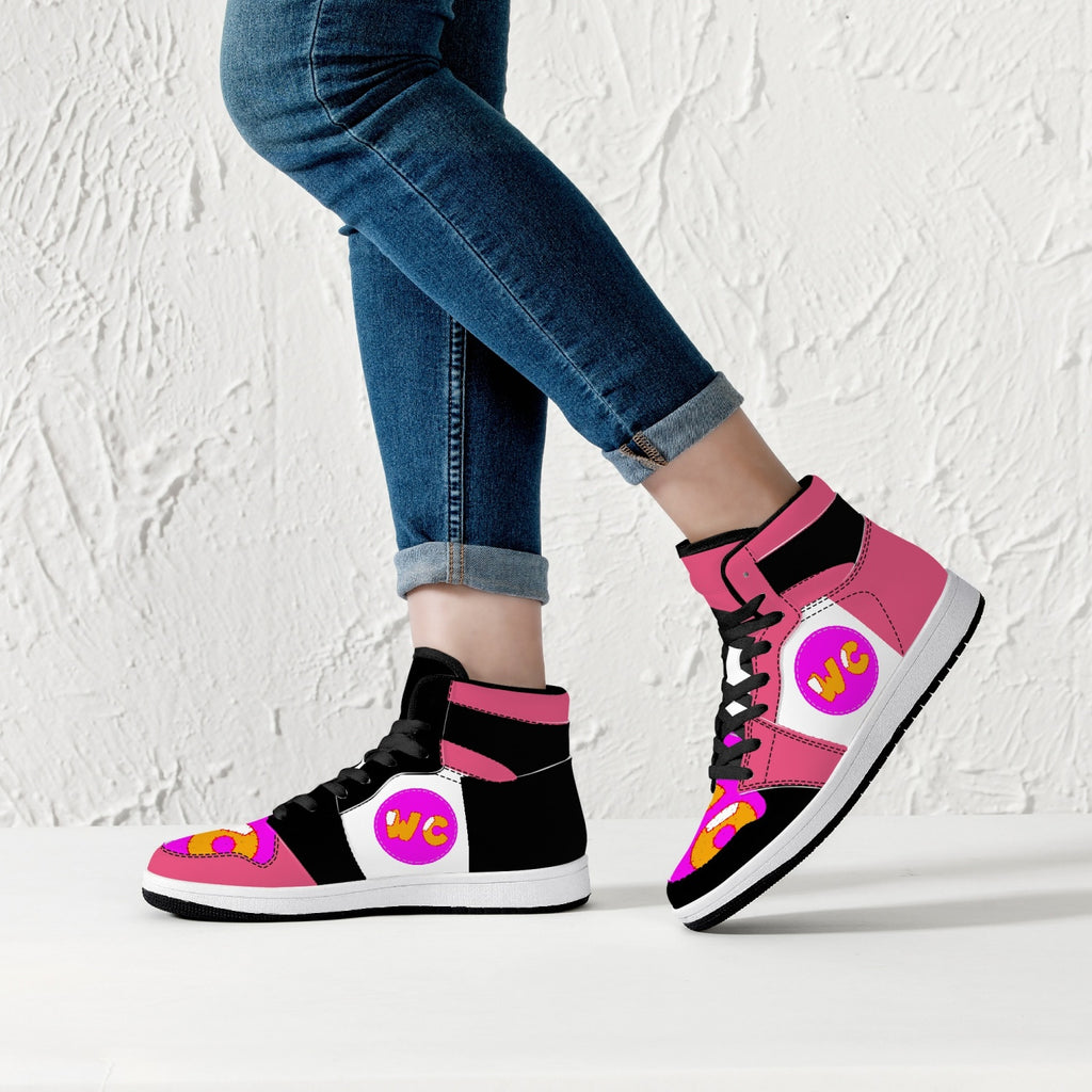 209. High-Top Leather Sneakers - White / Black