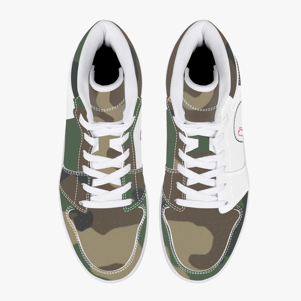 wacky camo  High-Top Leather Sneakers - White / Black