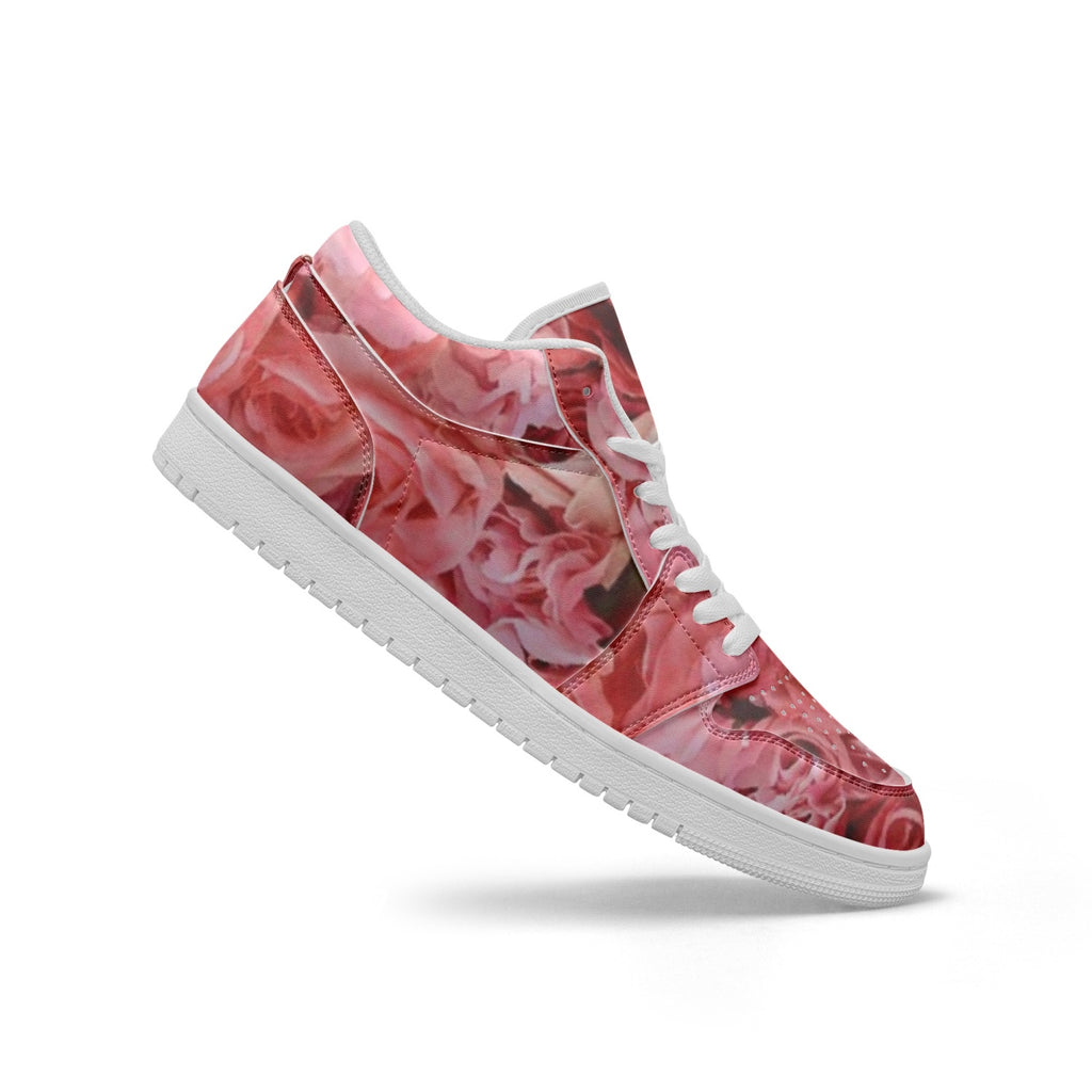 Red Flowers Type1 Low-Top AJ1 Leather Sneakers