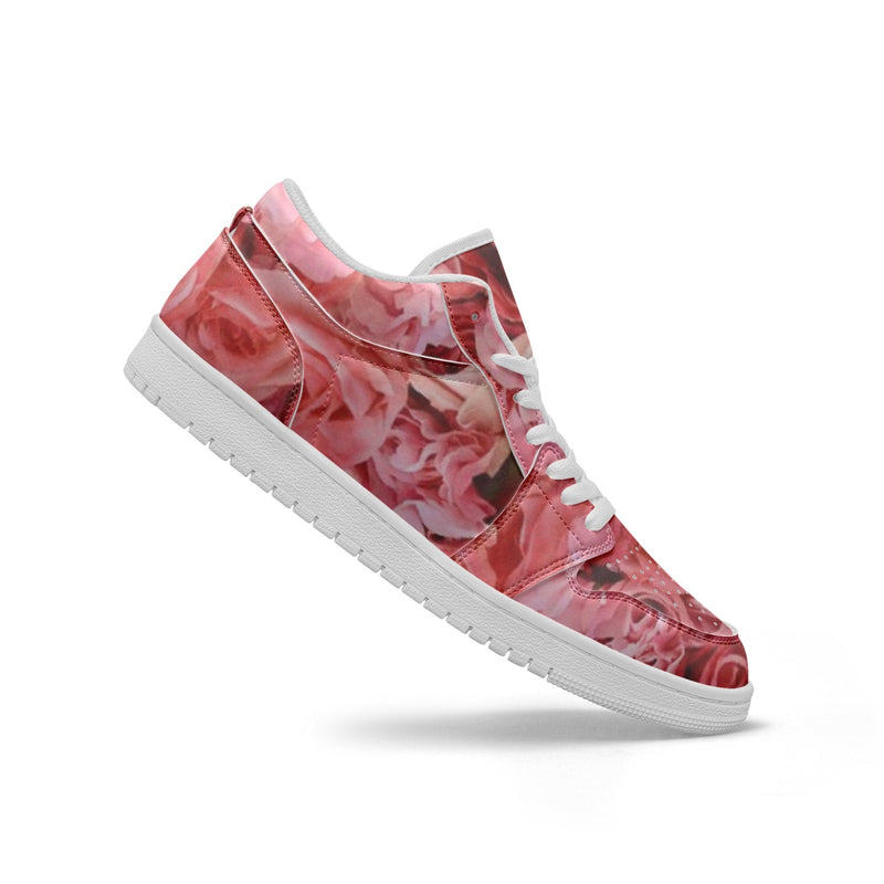 Red Flowers Type1 Low-Top AJ1 Leather Sneakers