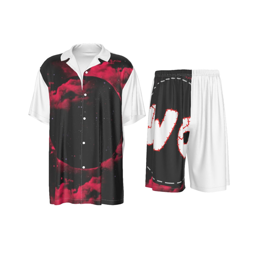 All-Over Print Men's Imitation Silk Shirt Suit