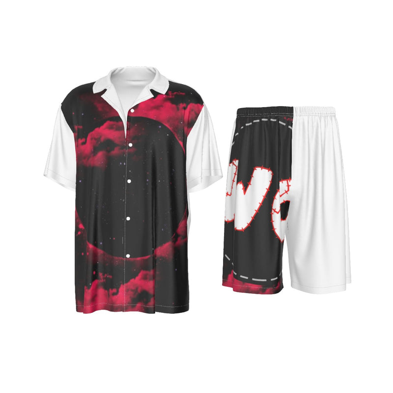 All-Over Print Men's Imitation Silk Shirt Suit