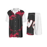 All-Over Print Men's Imitation Silk Shirt Suit