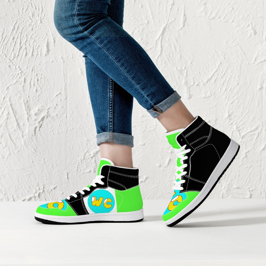 209. High-Top Leather Sneakers - White / Black