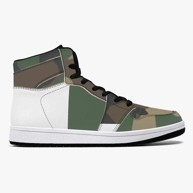 wacky camo  High-Top Leather Sneakers - White / Black