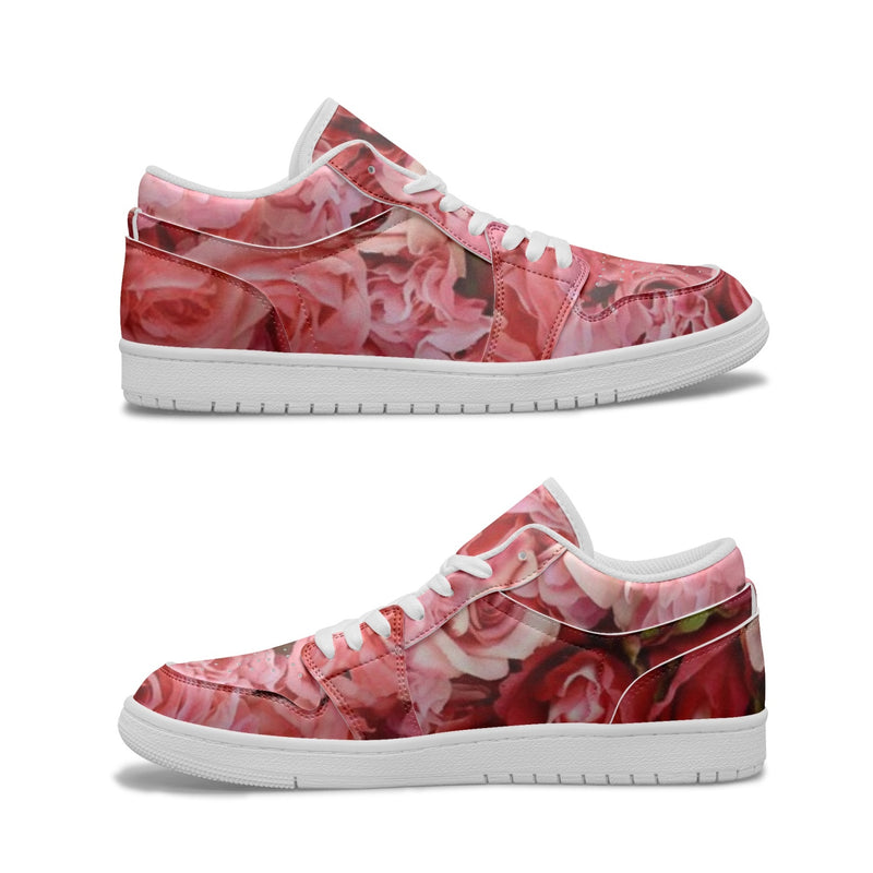 Red Flowers Type1 Low-Top AJ1 Leather Sneakers