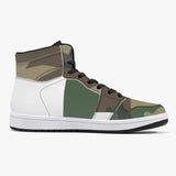 wacky camo  High-Top Leather Sneakers - White / Black