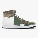 wacky camo  High-Top Leather Sneakers - White / Black