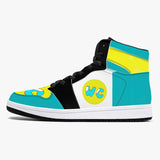 High-Top Leather Sneakers - Teal / Yellow