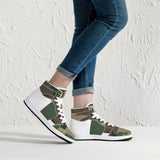 wacky camo  High-Top Leather Sneakers - White / Black