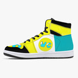 High-Top Leather Sneakers - Teal / Yellow