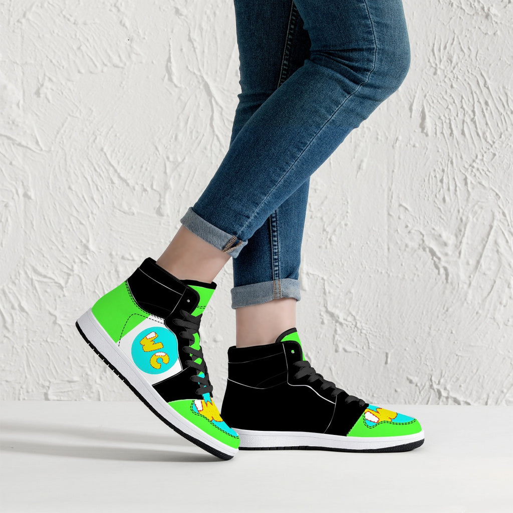 209. High-Top Leather Sneakers - White / Black