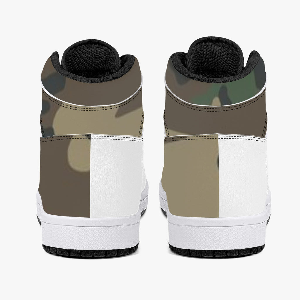 wacky camo  High-Top Leather Sneakers - White / Black