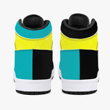 High-Top Leather Sneakers - Teal / Yellow
