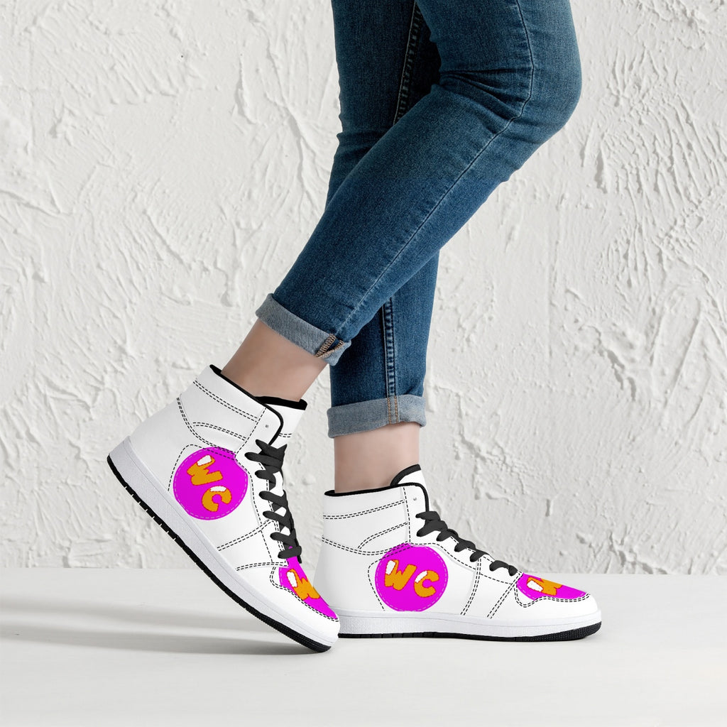 209. High-Top Leather Sneakers - White / Black