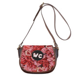 RED Rose Leather Flap Saddle Bag