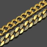 Hip-Hop Style 18K gold men's diamond necklace 30-inch gold chain Cuban chain necklace