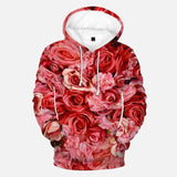 Red Roses  Round Collar Hoodie