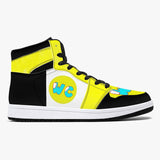 High-Top Leather Sneakers - Teal / Yellow