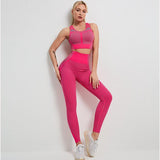 Seamless Yoga suit 2-piece women's hip lifting fitness suit bra running Vest Set