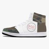 wacky camo  High-Top Leather Sneakers - White / Black