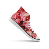 Red Flowers . Light Adult High-Top Canvas Shoes