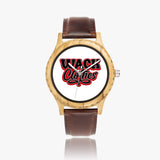 Red and Blk Wack Clothes. Italian Olive Lumber Wooden Watch - Leather Strap
